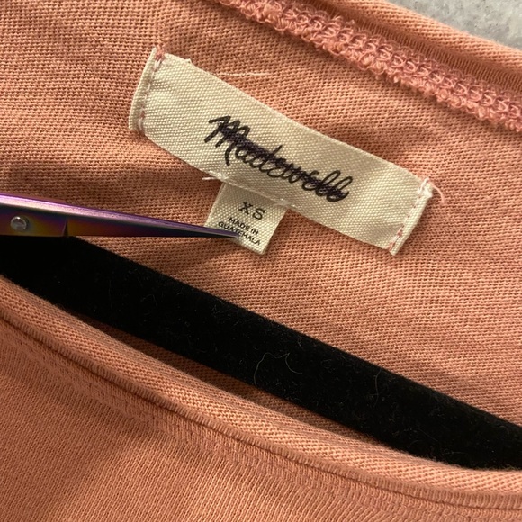 NWOT Madewell Size XS Pink Clay Short Sleeve Crew Split Hem Pocket Tee Shirt - Picture 11 of 11